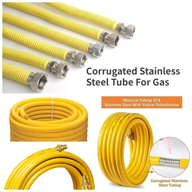 Corrugated Stainless Steel Pipe - Rustproof and Corrosion-Resistant 316 L Corrugated Pipes 1&quot; Bsp Ss Braided Flexible Metal Tube