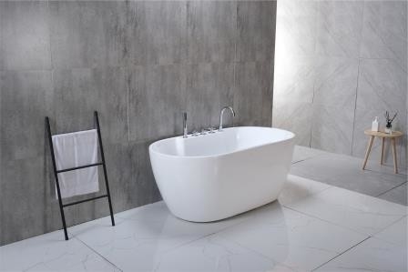 1200MM Oval Shower Bathtubs Center Toe Tap Drain Color Matched Freestanding Air Bubble Tub