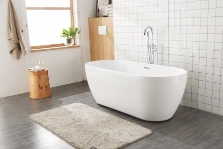 1200MM Oval Shower Bathtubs Center Toe Tap Drain Color Matched Freestanding Air Bubble Tub