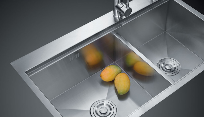 Silver Color Stainless Commercial Sink Double Bowls Luxury Kitchen Sink