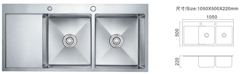 Stainless Steel 304 Plate Kitchen Sink Customized Size Double Drainer Sink Stunning Style