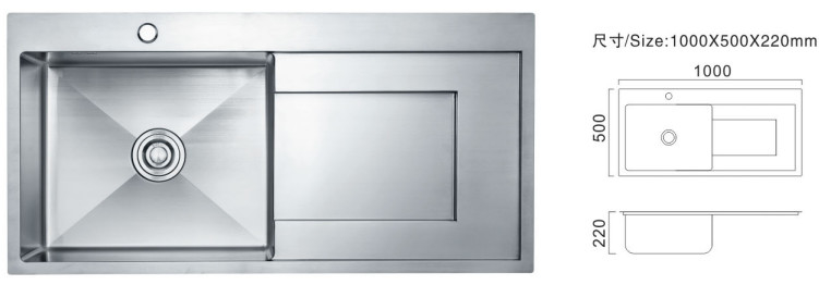Single Bowl 81cm Kitchen Sinks Custom Commercial Stainless Sink Plate Type
