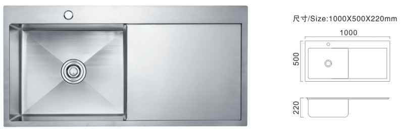 Single Bowl 81cm Kitchen Sinks Custom Commercial Stainless Sink Plate Type