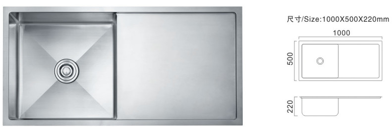 Single Bowl 81cm Kitchen Sinks Custom Commercial Stainless Sink Plate Type