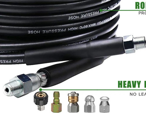 High Pressure Washer Jet Hose ID 6mm 8mm Stainless Steel Flexible Hose With Cleaner