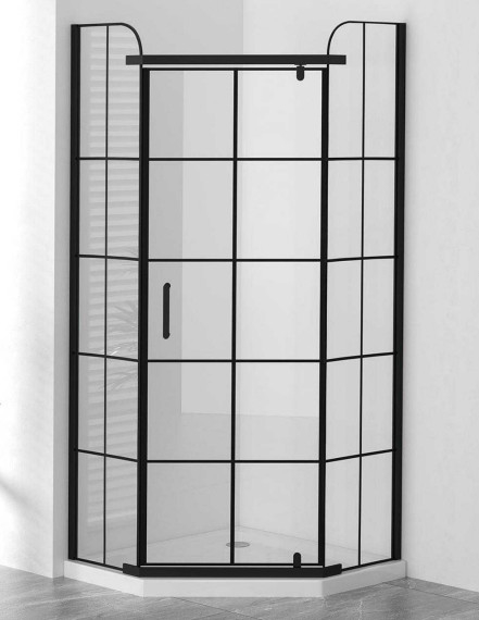3/8in Thickness Grilled Pattern Glass Shower Cubicles Diversified Pivot Door Shower Enclosure