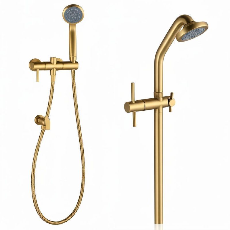 Gunmetal Exposed Shower Column Set Multi-Mode Diverter Valve with Brass Handheld Bundle Kit