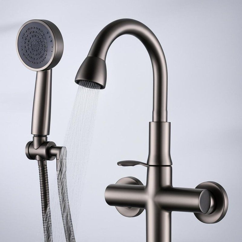 White Modern Wall-Mounted Shower Faucet Panel Dual-Control Diverter with 4-Function Handheld Spray